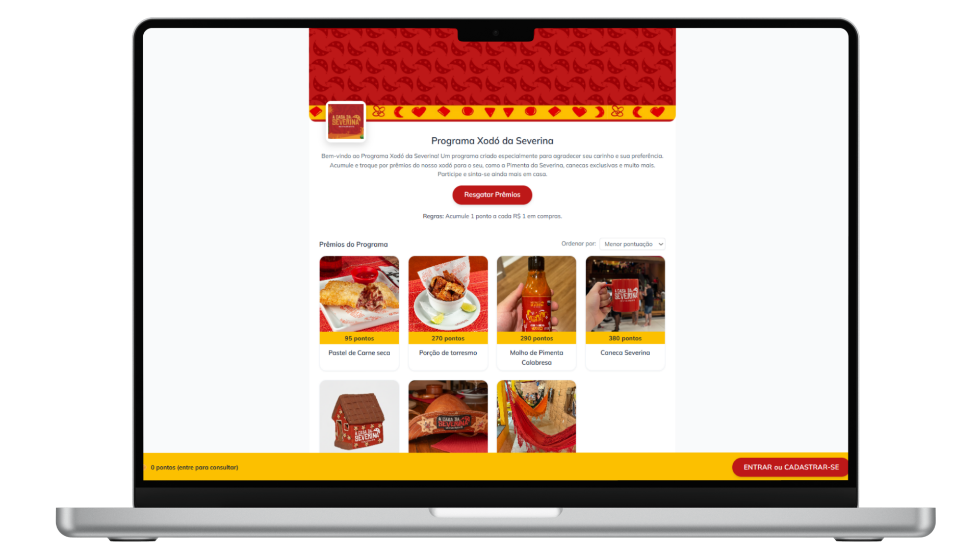 Gráfico de retenção Casa da Severina